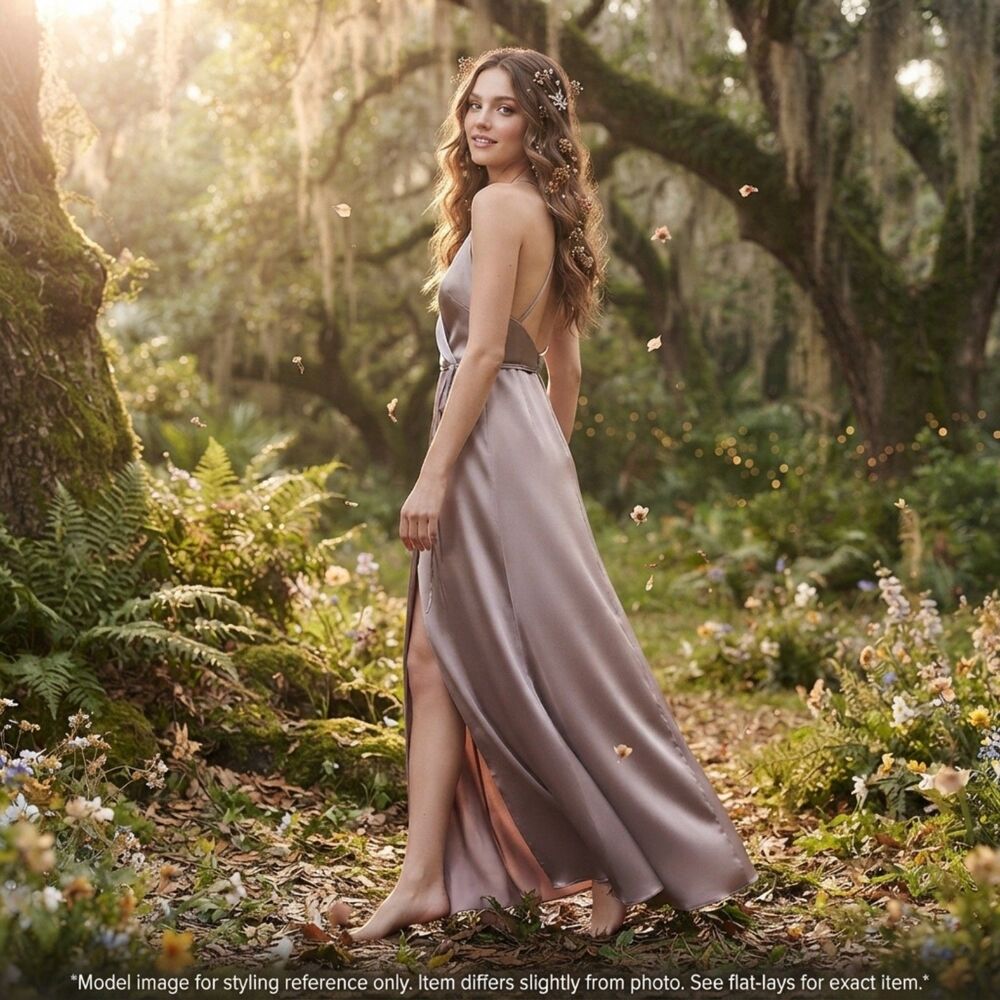 Jenny Yoo Lana Crepe Satin Wrap Maxi Dress Sz 2 Evening Fairycore Cocktail